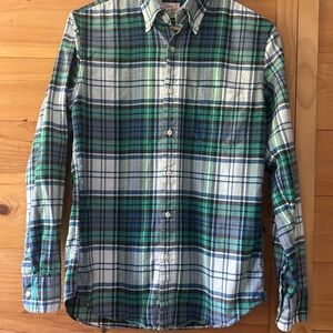 J. Crew The Broken In Organic Cotton Oxford Multicolor Plaid Casual Shirt Slim S
